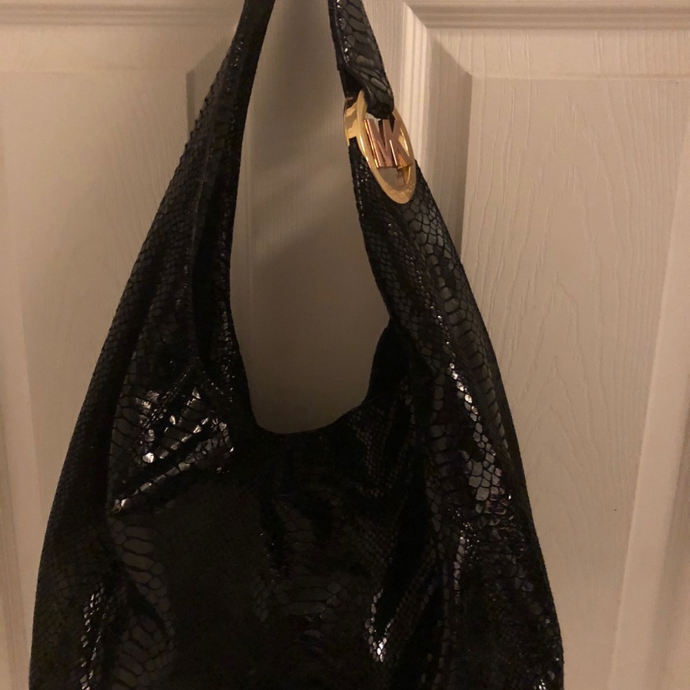 MK snake embossed black bag